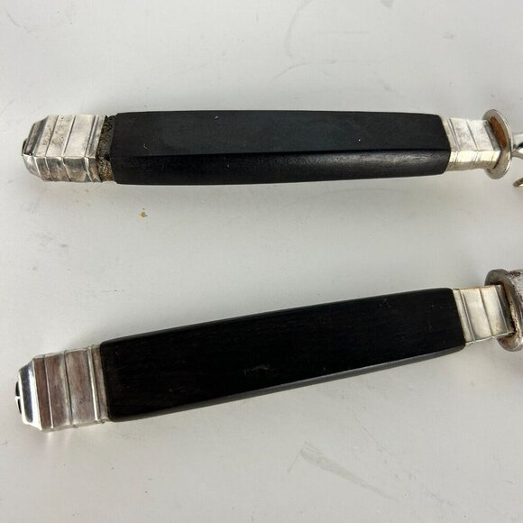 French Paris Silverplate RARE Ebony Two-Piece Carving Set Fork w/ Stand & Knife - Picture 2 of 16